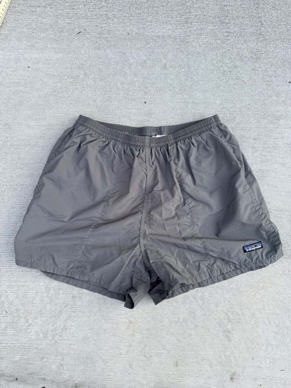 Vintage Patagonia Shorts Size L Gray Nylon Swim Trunks Elastic Waist